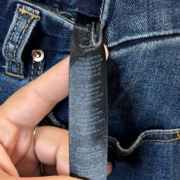 Chico's | The So Slimming Girlfriend Ankle Embroidered Blue Jeans Size 8 - Picture 8 of 11